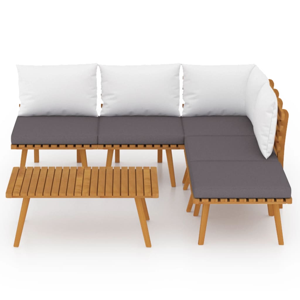 6-delige Loungeset met kussens massief acaciahout is nu te koop bij PeponiXL, paradijselijk wonen!