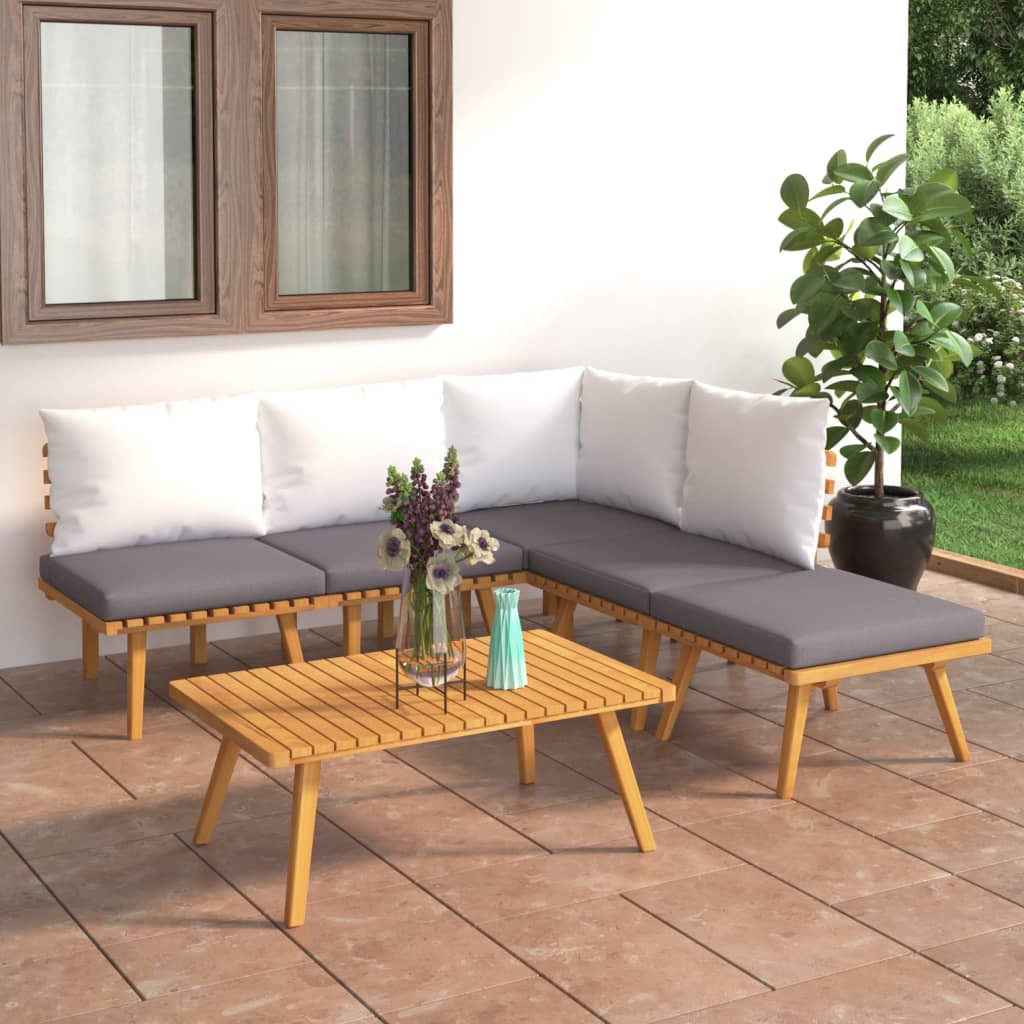 6-delige Loungeset met kussens massief acaciahout is nu te koop bij PeponiXL, paradijselijk wonen!