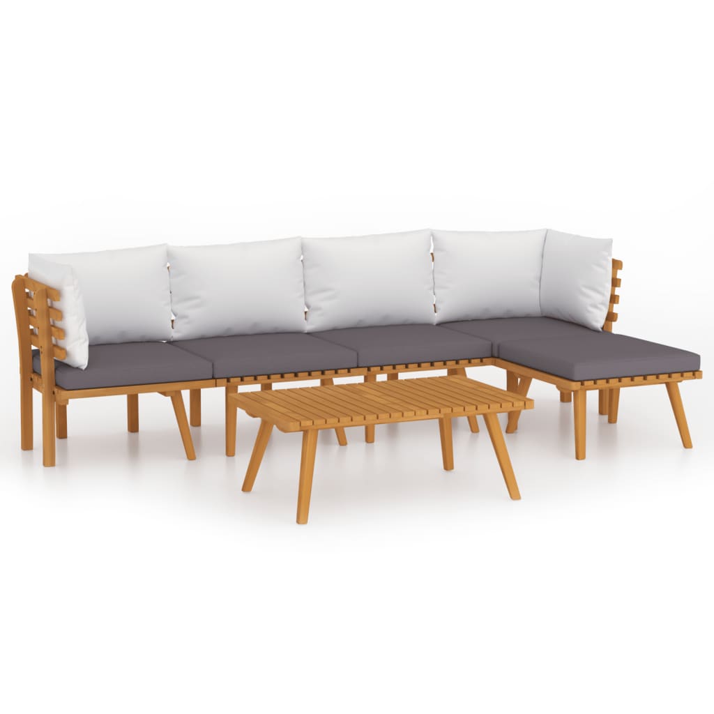 6-delige Loungeset met kussens massief acaciahout is nu te koop bij PeponiXL, paradijselijk wonen!