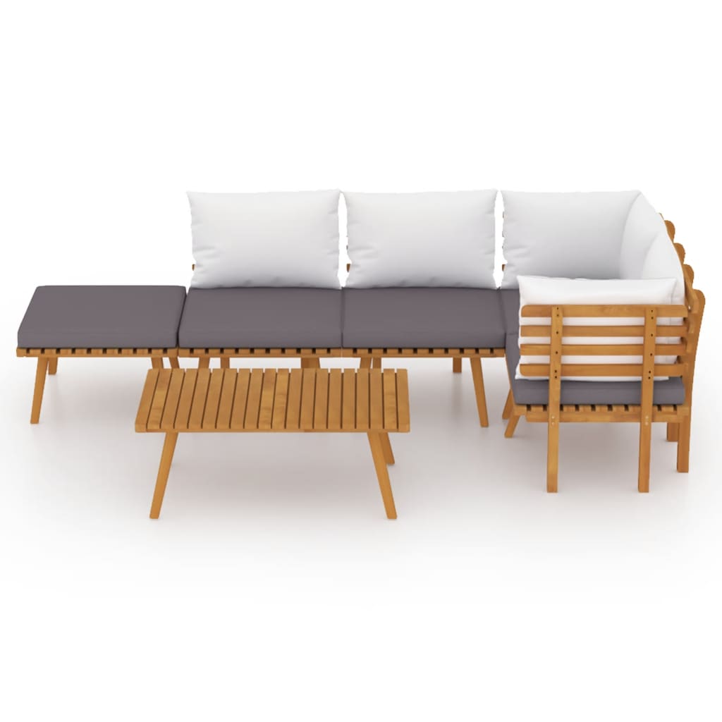 6-delige Loungeset met kussens massief acaciahout is nu te koop bij PeponiXL, paradijselijk wonen!