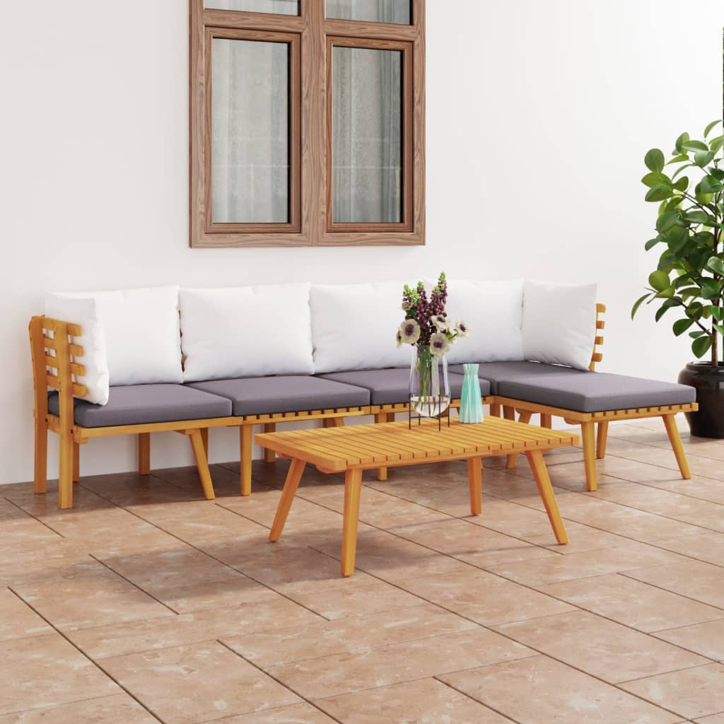 6-delige Loungeset met kussens massief acaciahout is nu te koop bij PeponiXL, paradijselijk wonen!