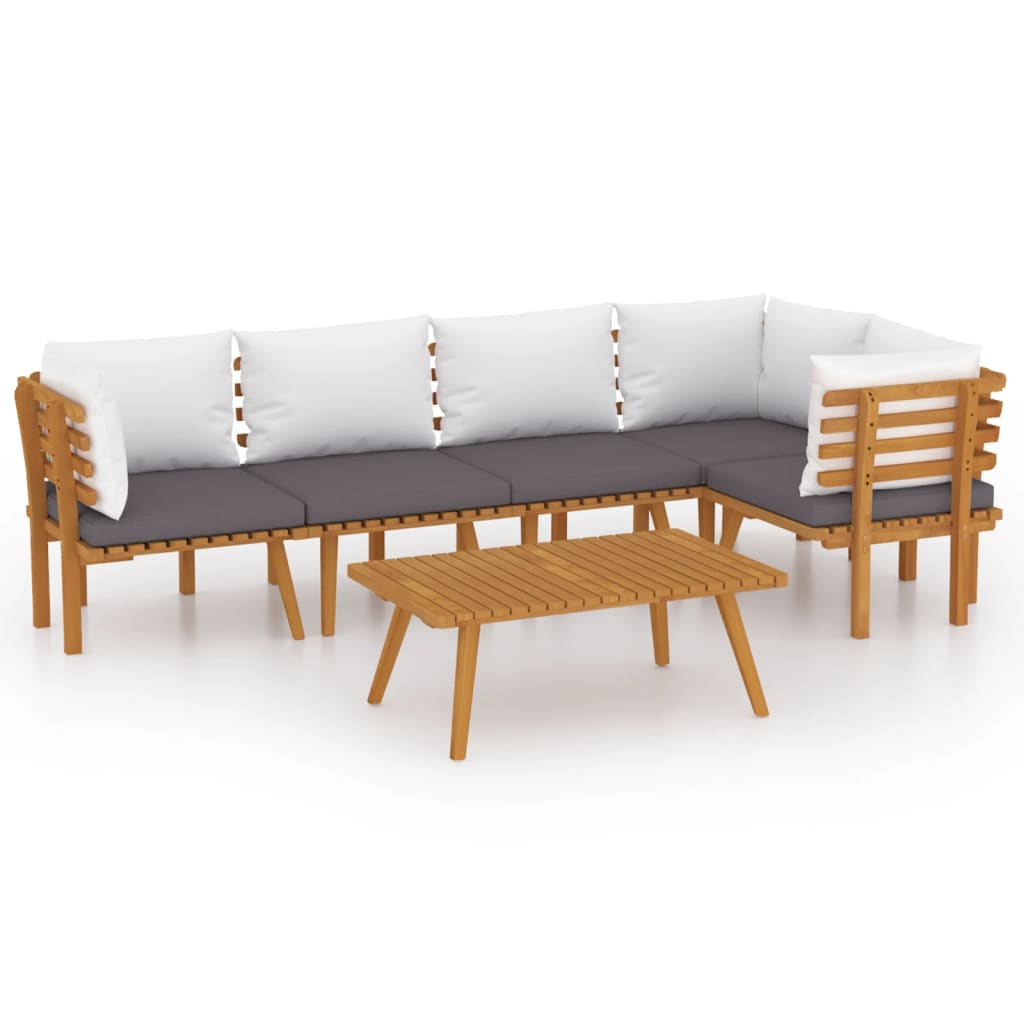6-delige Loungeset met kussens massief acaciahout is nu te koop bij PeponiXL, paradijselijk wonen!