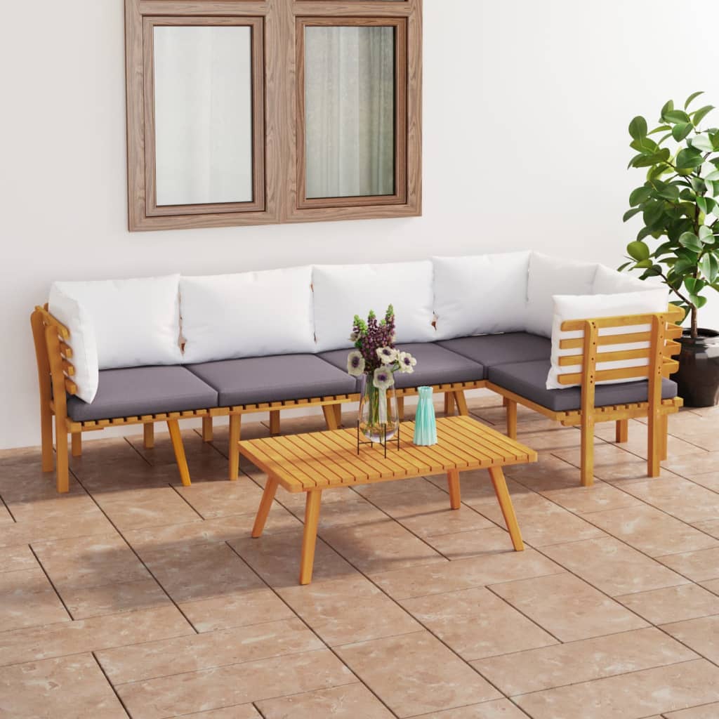 6-delige Loungeset met kussens massief acaciahout is nu te koop bij PeponiXL, paradijselijk wonen!