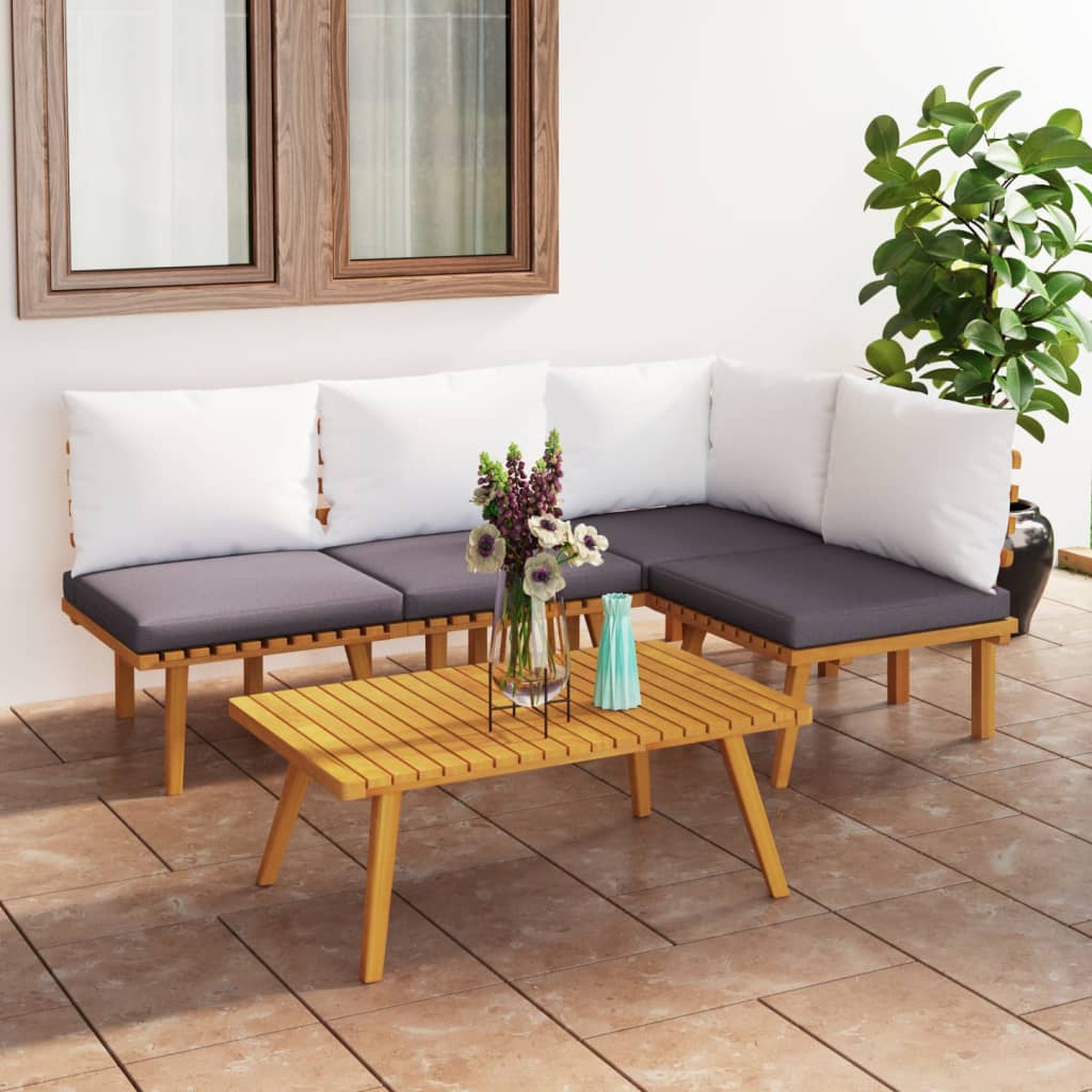 5-delige Loungeset met kussens massief acaciahout is nu te koop bij PeponiXL, paradijselijk wonen!