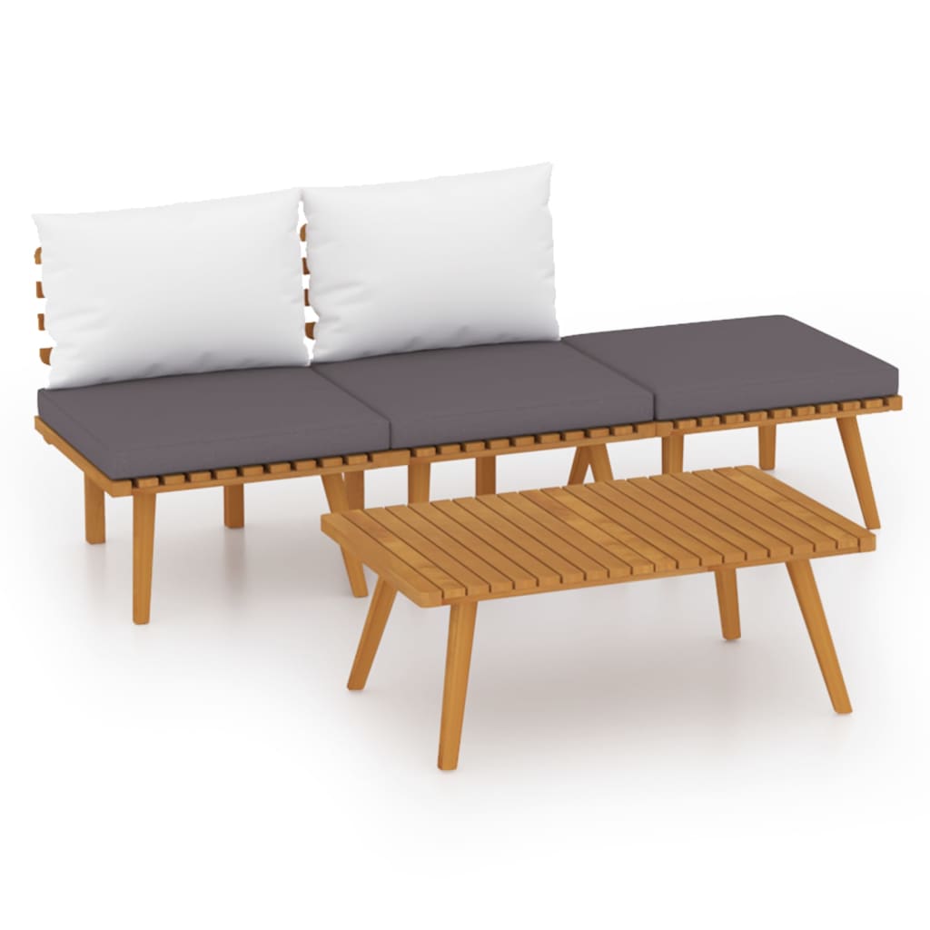 4-delige Loungeset met kussens massief acaciahout is nu te koop bij PeponiXL, paradijselijk wonen!