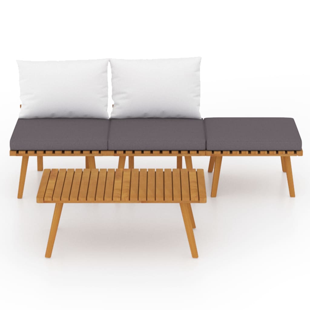 4-delige Loungeset met kussens massief acaciahout is nu te koop bij PeponiXL, paradijselijk wonen!
