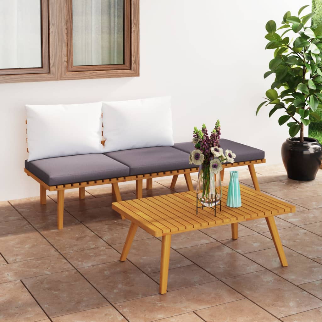 4-delige Loungeset met kussens massief acaciahout is nu te koop bij PeponiXL, paradijselijk wonen!