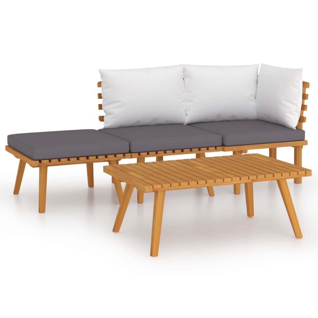 4-delige Loungeset met kussens massief acaciahout is nu te koop bij PeponiXL, paradijselijk wonen!