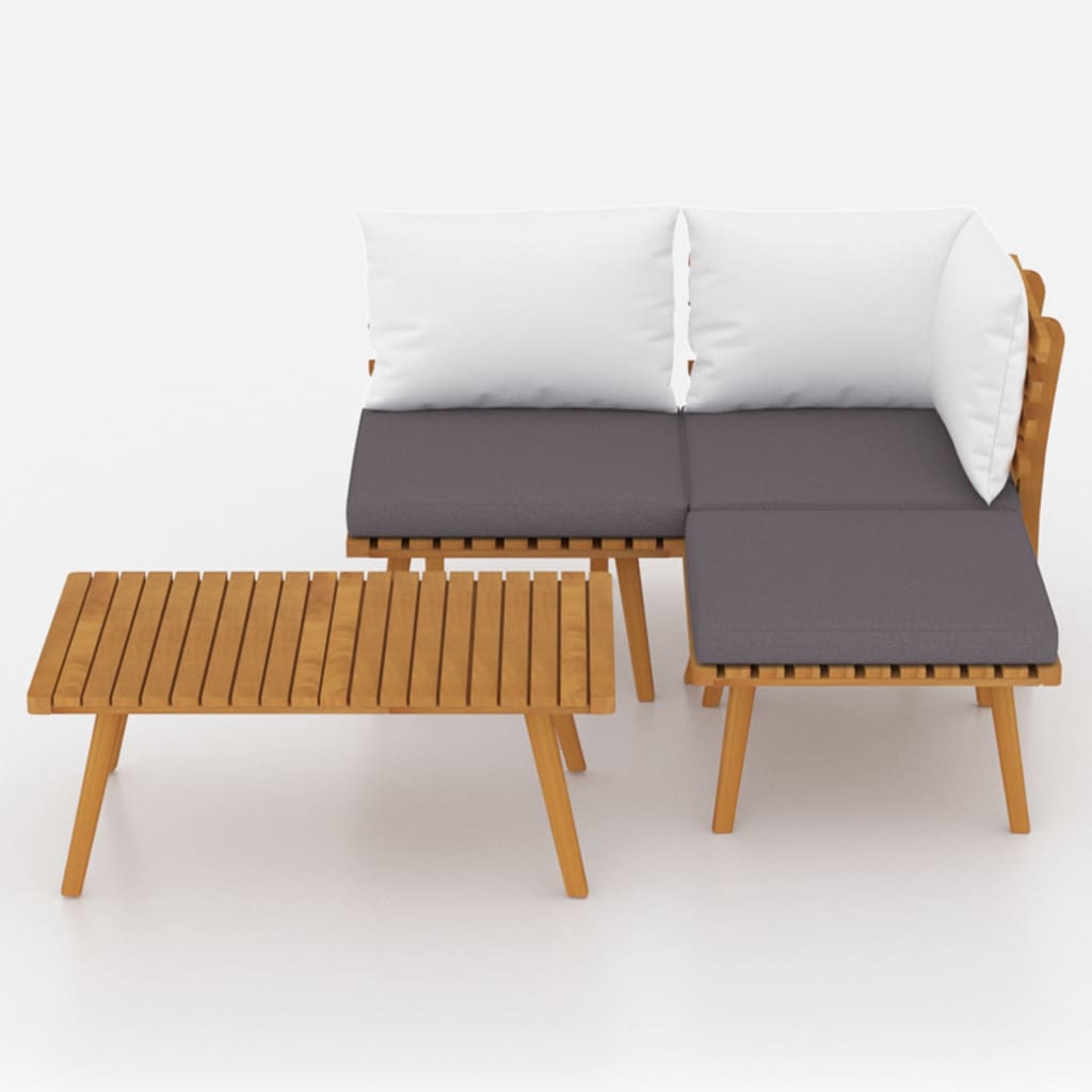4-delige Loungeset met kussens massief acaciahout is nu te koop bij PeponiXL, paradijselijk wonen!