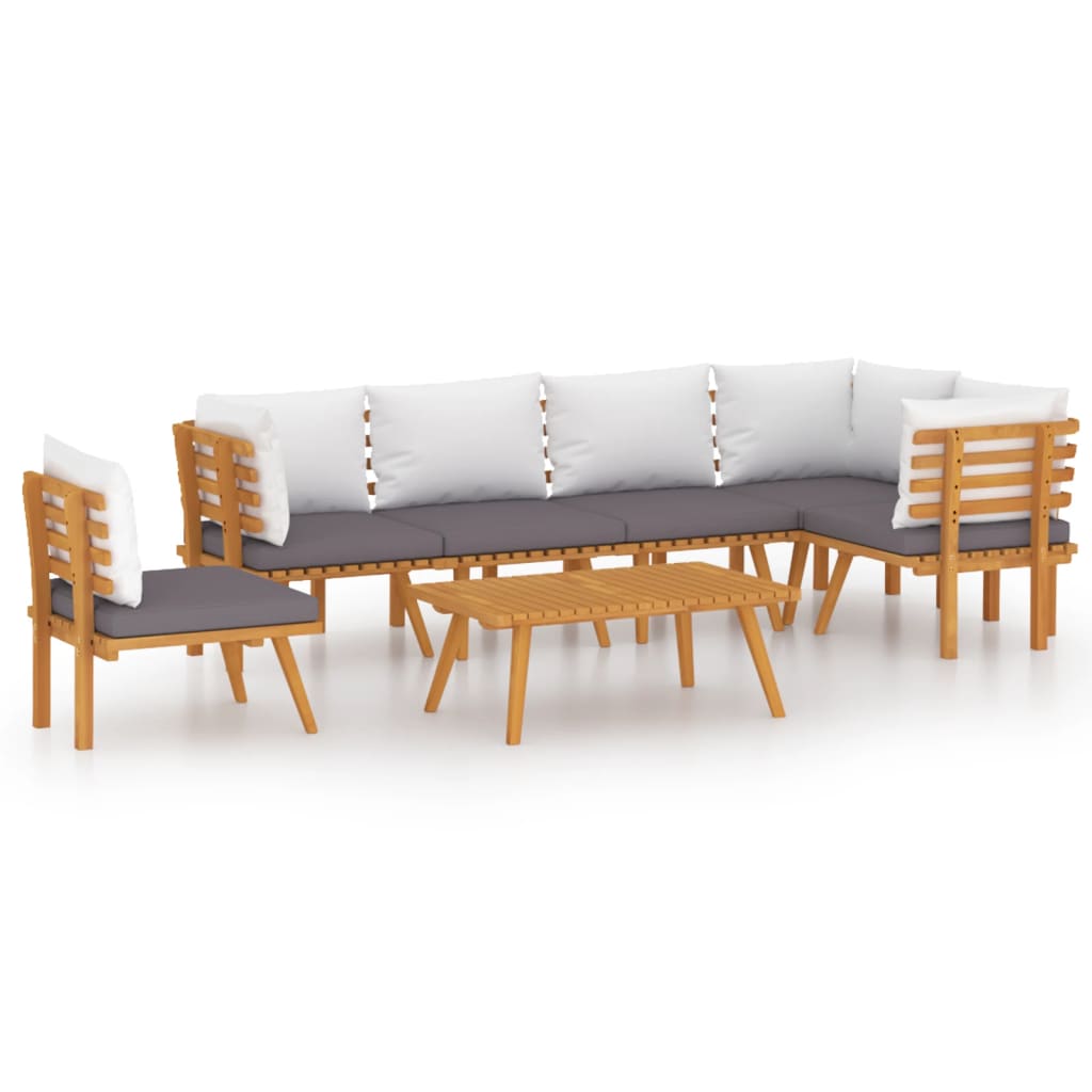 7-delige Loungeset met kussens massief acaciahout is nu te koop bij PeponiXL, paradijselijk wonen!