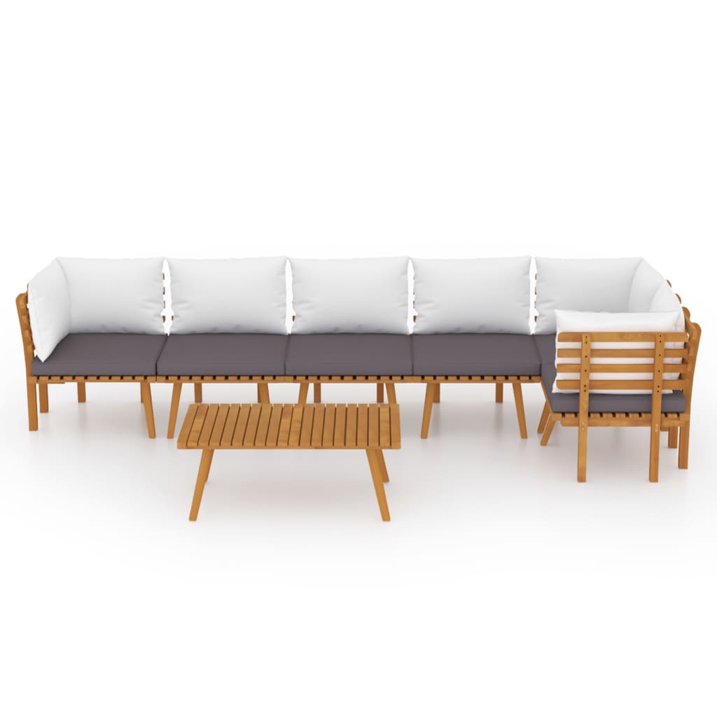 7-delige Loungeset met kussens massief acaciahout is nu te koop bij PeponiXL, paradijselijk wonen!