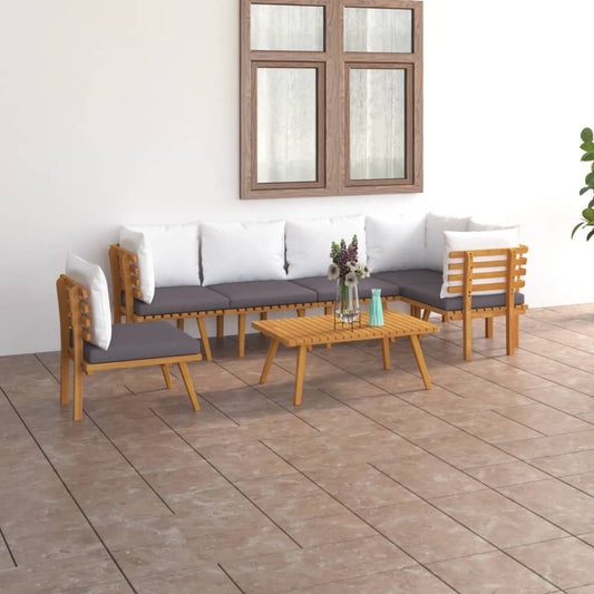 7-delige Loungeset met kussens massief acaciahout is nu te koop bij PeponiXL, paradijselijk wonen!