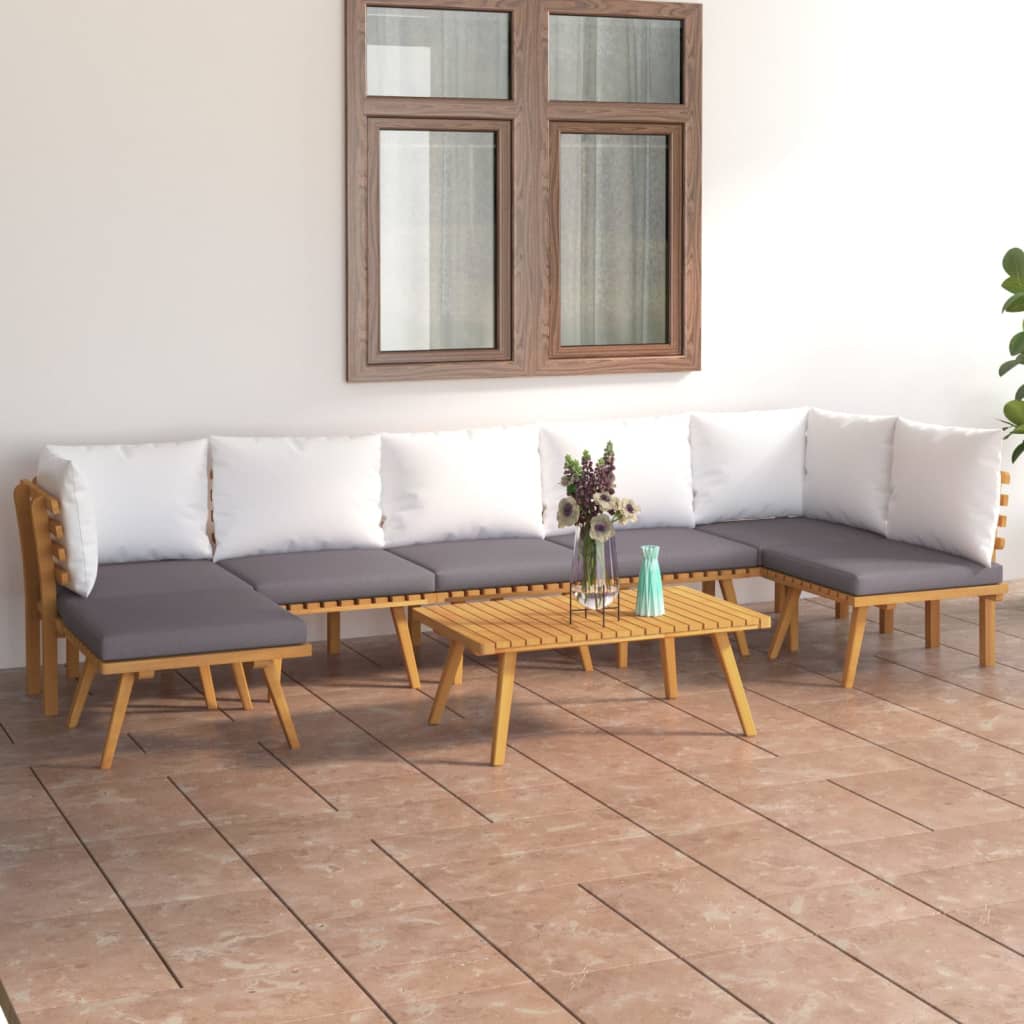 8-delige Loungeset met kussens massief acaciahout is nu te koop bij PeponiXL, paradijselijk wonen!