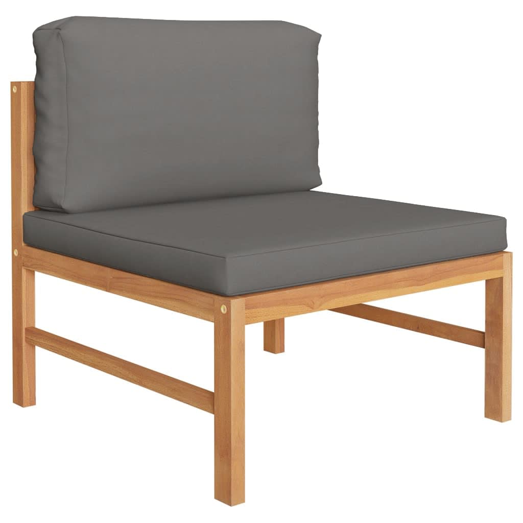 4-delige Loungeset met grijze kussens massief teakhout is nu te koop bij PeponiXL, paradijselijk wonen!