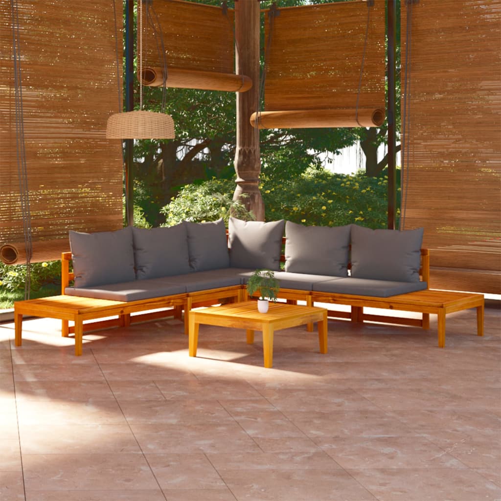 4-delige Loungeset met donkergrijze kussens acaciahout is nu te koop bij PeponiXL, paradijselijk wonen!