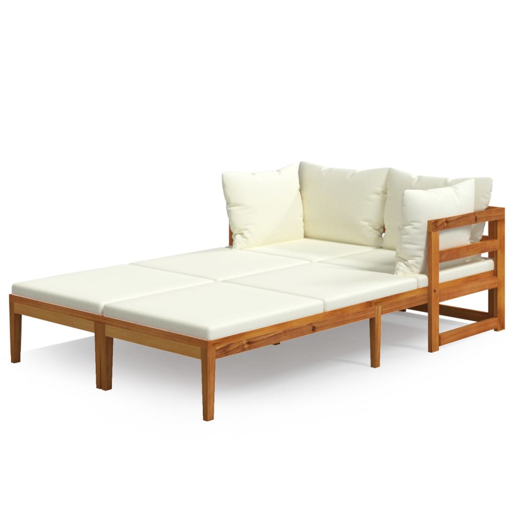 Ligstoelen 2 st met crèmewitte kussens acaciahout is nu te koop bij PeponiXL, paradijselijk wonen!