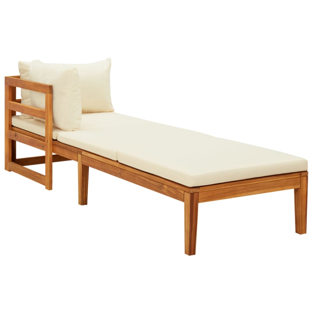 Ligstoelen 2 st met crèmewitte kussens acaciahout is nu te koop bij PeponiXL, paradijselijk wonen!