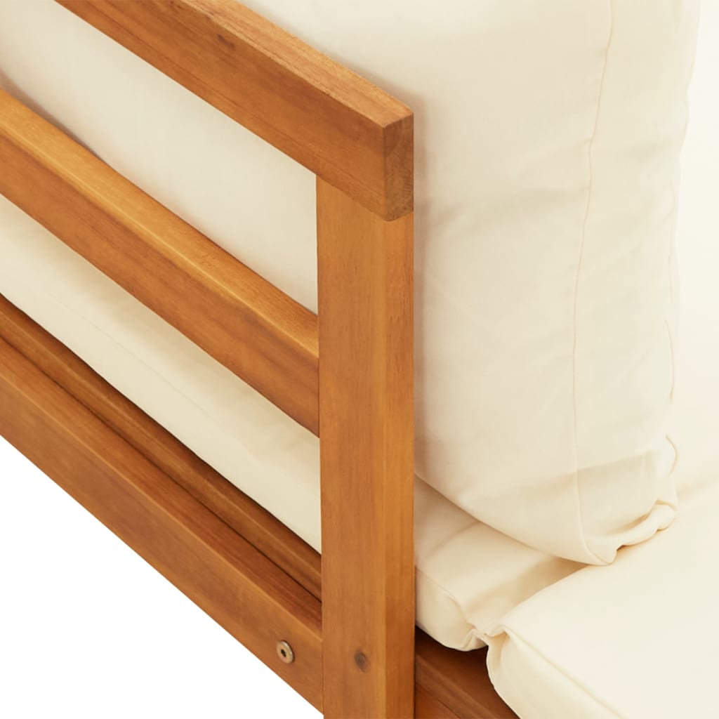 Ligstoelen 2 st met crèmewitte kussens acaciahout is nu te koop bij PeponiXL, paradijselijk wonen!