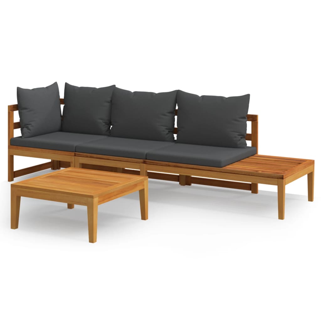 3-delige Loungeset met donkergrijze kussens acaciahout is nu te koop bij PeponiXL, paradijselijk wonen!