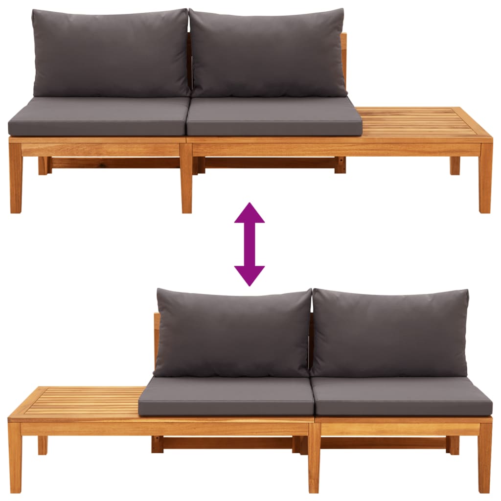 3-delige Loungeset met donkergrijze kussens acaciahout is nu te koop bij PeponiXL, paradijselijk wonen!