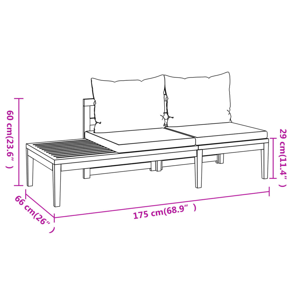 3-delige Loungeset met donkergrijze kussens acaciahout is nu te koop bij PeponiXL, paradijselijk wonen!