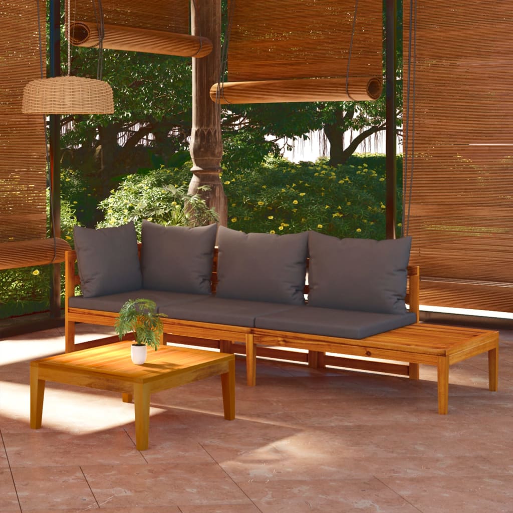 3-delige Loungeset met donkergrijze kussens acaciahout is nu te koop bij PeponiXL, paradijselijk wonen!