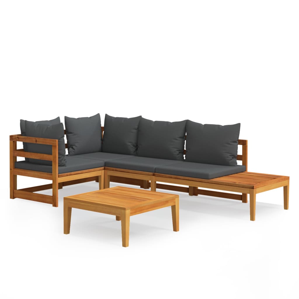 4-delige Loungeset met donkergrijze kussens acaciahout is nu te koop bij PeponiXL, paradijselijk wonen!