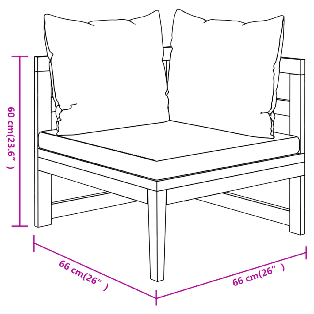3-delige Loungeset met crèmewitte kussens acaciahout is nu te koop bij PeponiXL, paradijselijk wonen!
