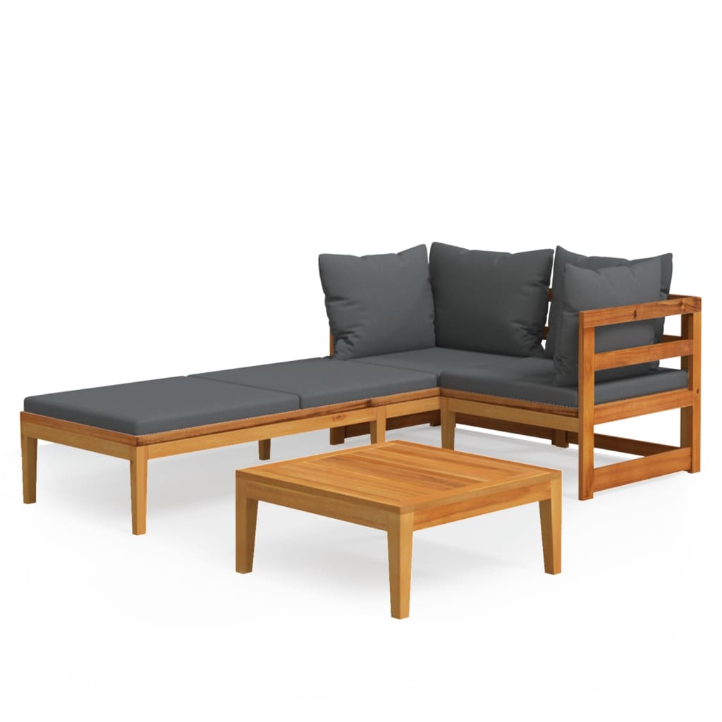 3-delige Loungeset met donkergrijze kussens acaciahout is nu te koop bij PeponiXL, paradijselijk wonen!