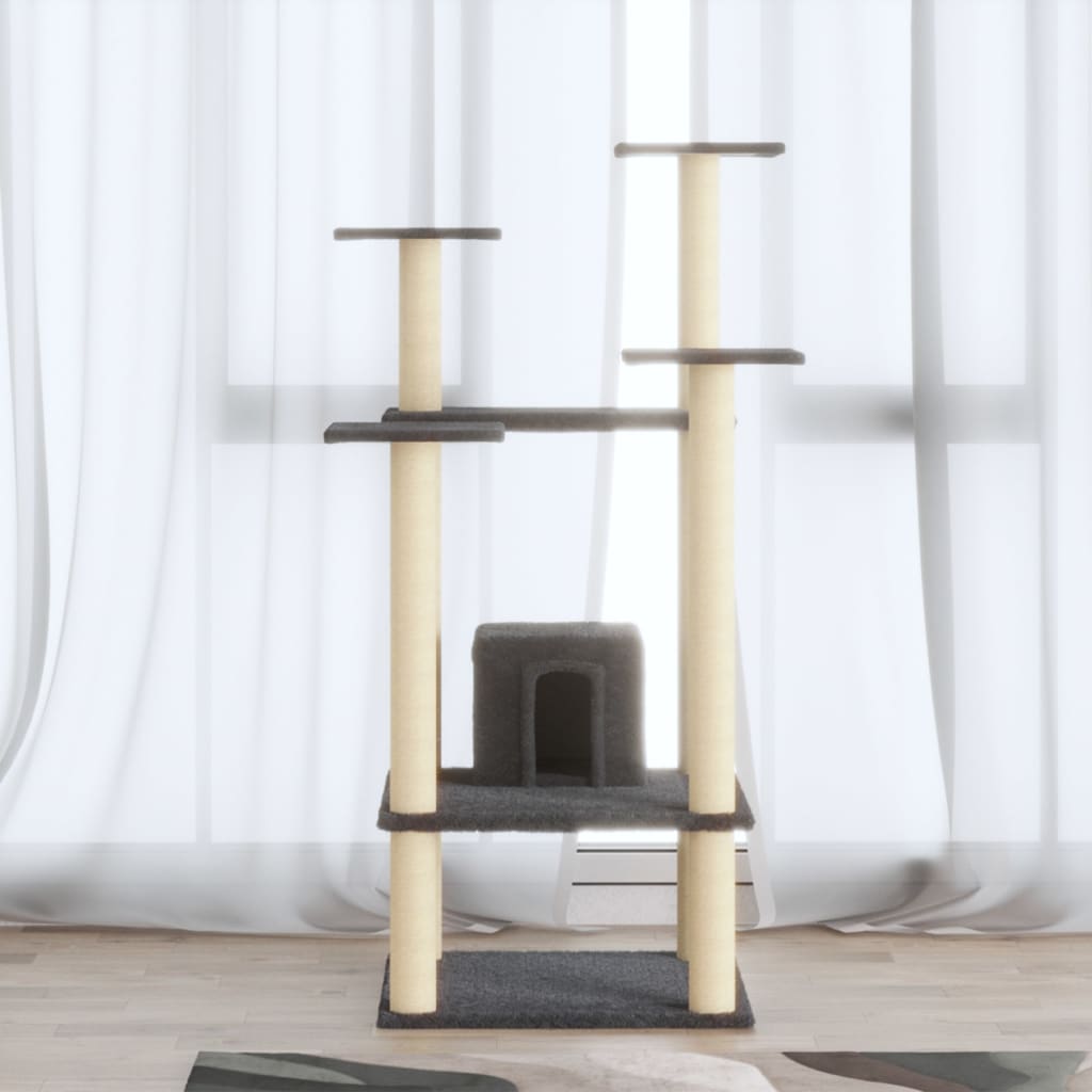 Kattenkrabpaal met sisal krabpalen 110 cm donkergrijs is nu te koop bij PeponiXL, paradijselijk wonen!