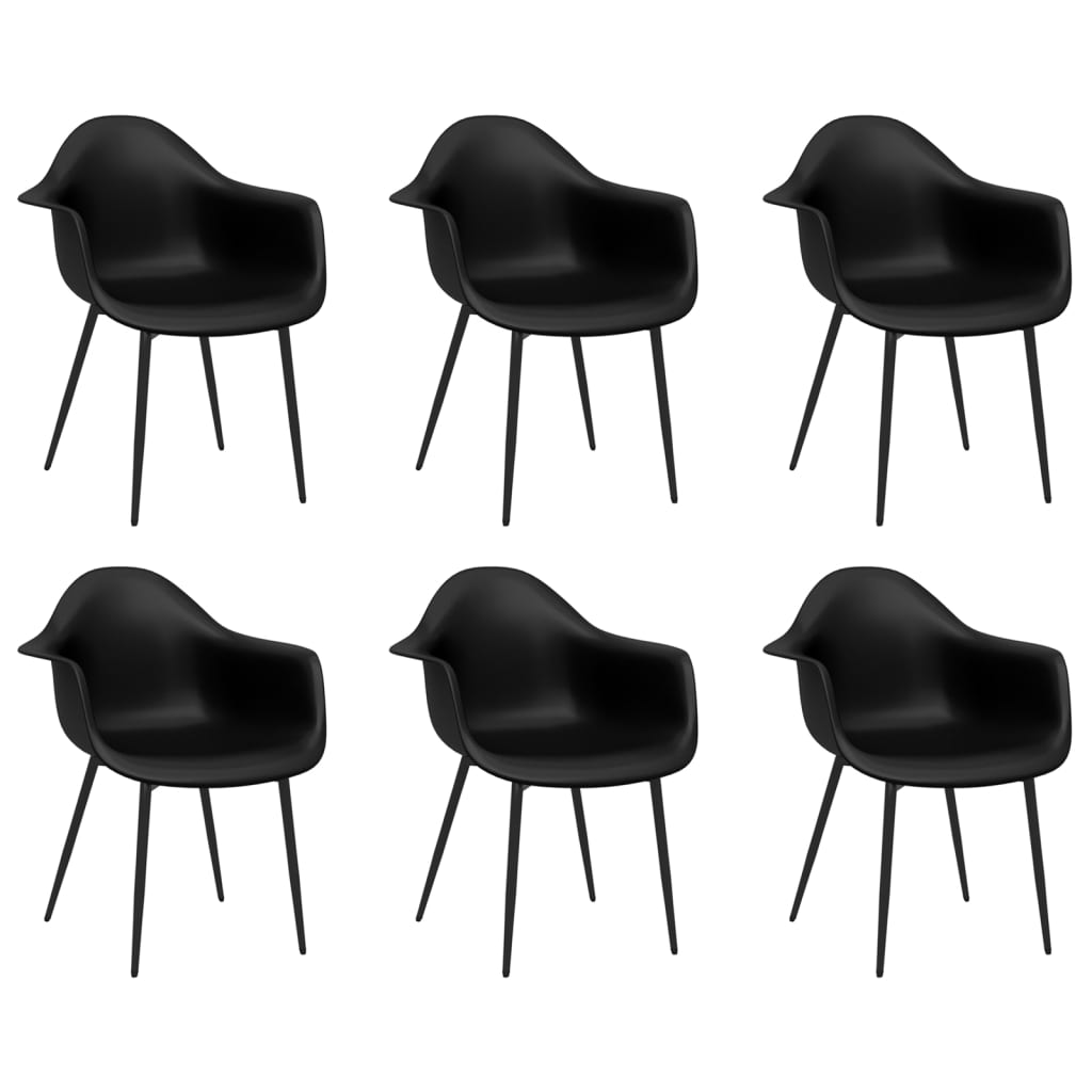 Eetkamerstoelen 6 st PP zwart is nu te koop bij PeponiXL, paradijselijk wonen!