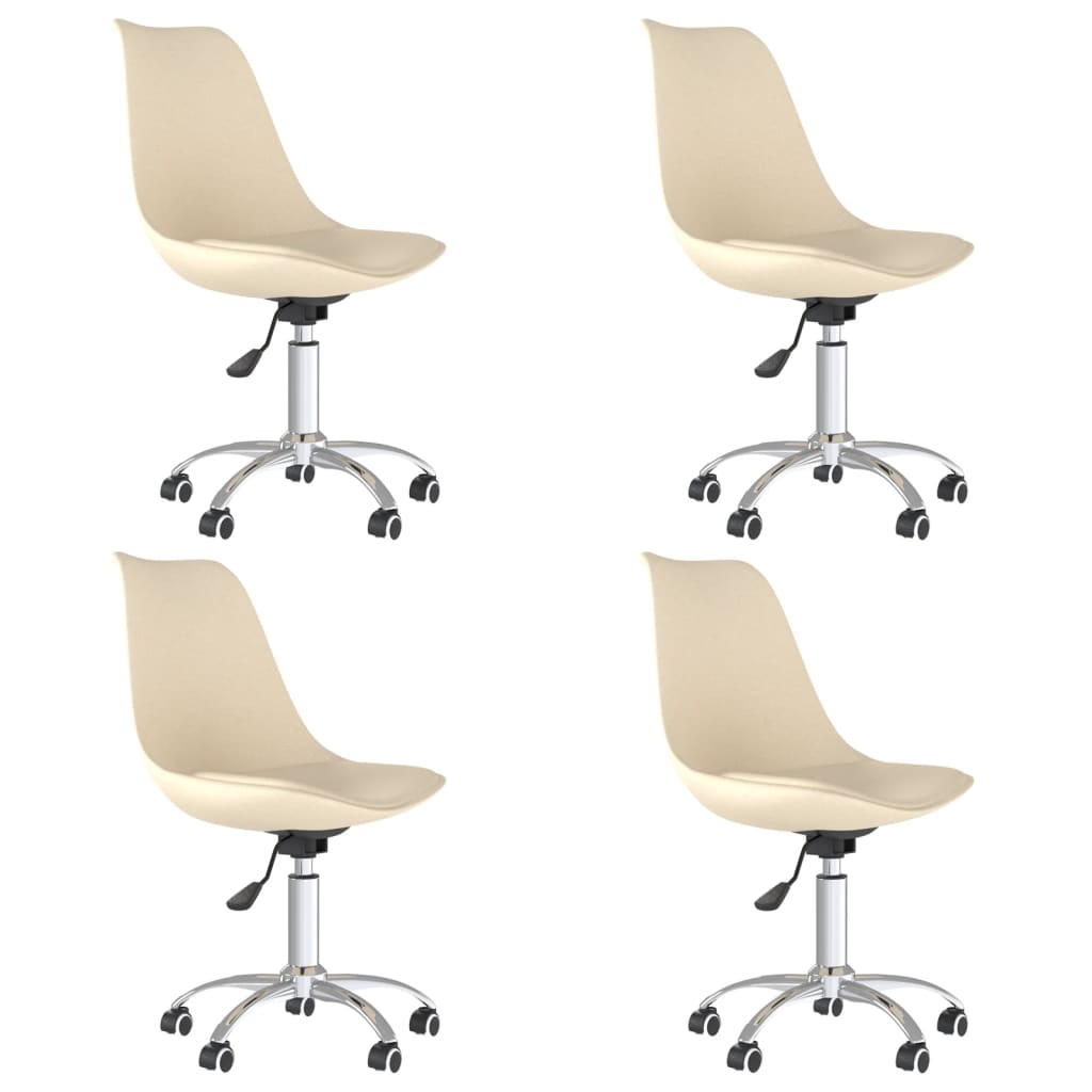 Eetkamerstoelen 4 st draaibaar stof crèmekleurig is nu te koop bij PeponiXL, paradijselijk wonen!