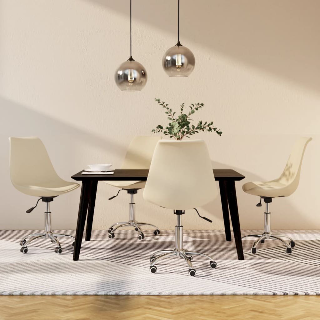 Eetkamerstoelen 4 st draaibaar stof crèmekleurig is nu te koop bij PeponiXL, paradijselijk wonen!