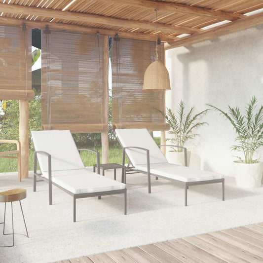 Ligbedden 2 st met tafel poly rattan zwart is nu te koop bij PeponiXL, paradijselijk wonen!