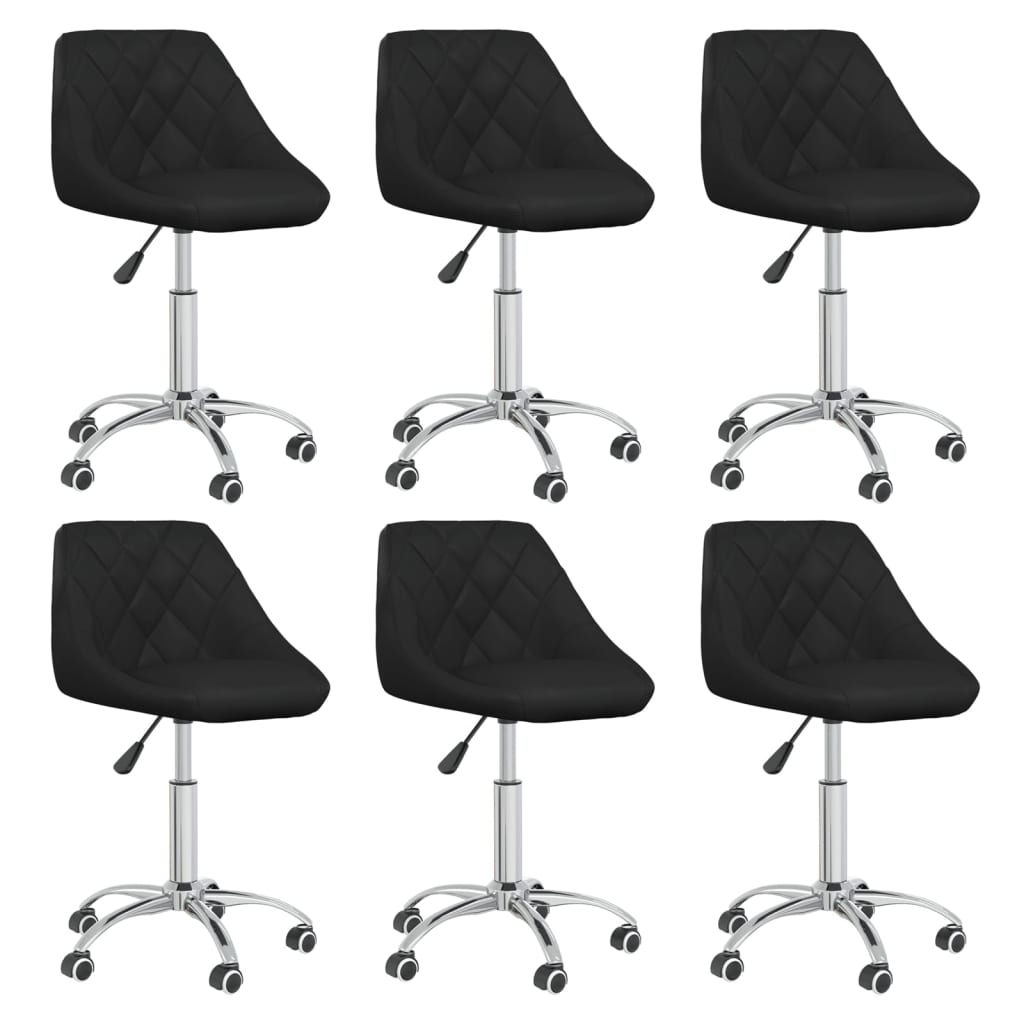 Eetkamerstoelen draaibaar 6 st kunstleer zwart is nu te koop bij PeponiXL, paradijselijk wonen!