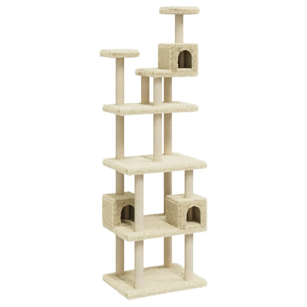 Kattenmeubel met sisal krabpalen 188 cm crèmekleurig is nu te koop bij PeponiXL, paradijselijk wonen!