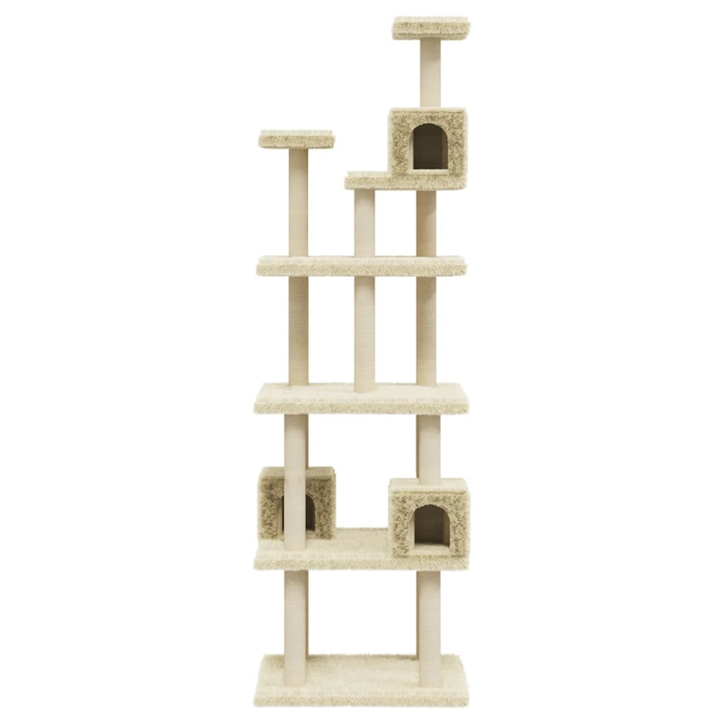 Kattenmeubel met sisal krabpalen 188 cm crèmekleurig is nu te koop bij PeponiXL, paradijselijk wonen!