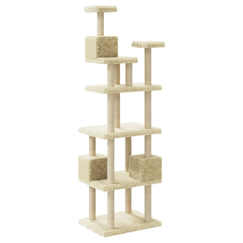 Kattenmeubel met sisal krabpalen 188 cm crèmekleurig is nu te koop bij PeponiXL, paradijselijk wonen!