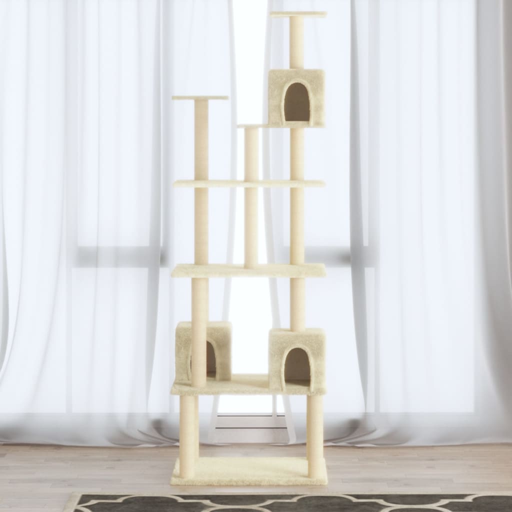 Kattenmeubel met sisal krabpalen 188 cm crèmekleurig is nu te koop bij PeponiXL, paradijselijk wonen!
