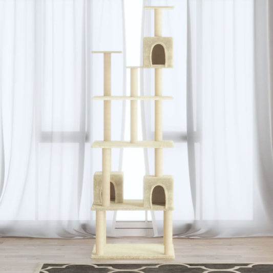 Kattenmeubel met sisal krabpalen 188 cm crèmekleurig is nu te koop bij PeponiXL, paradijselijk wonen!