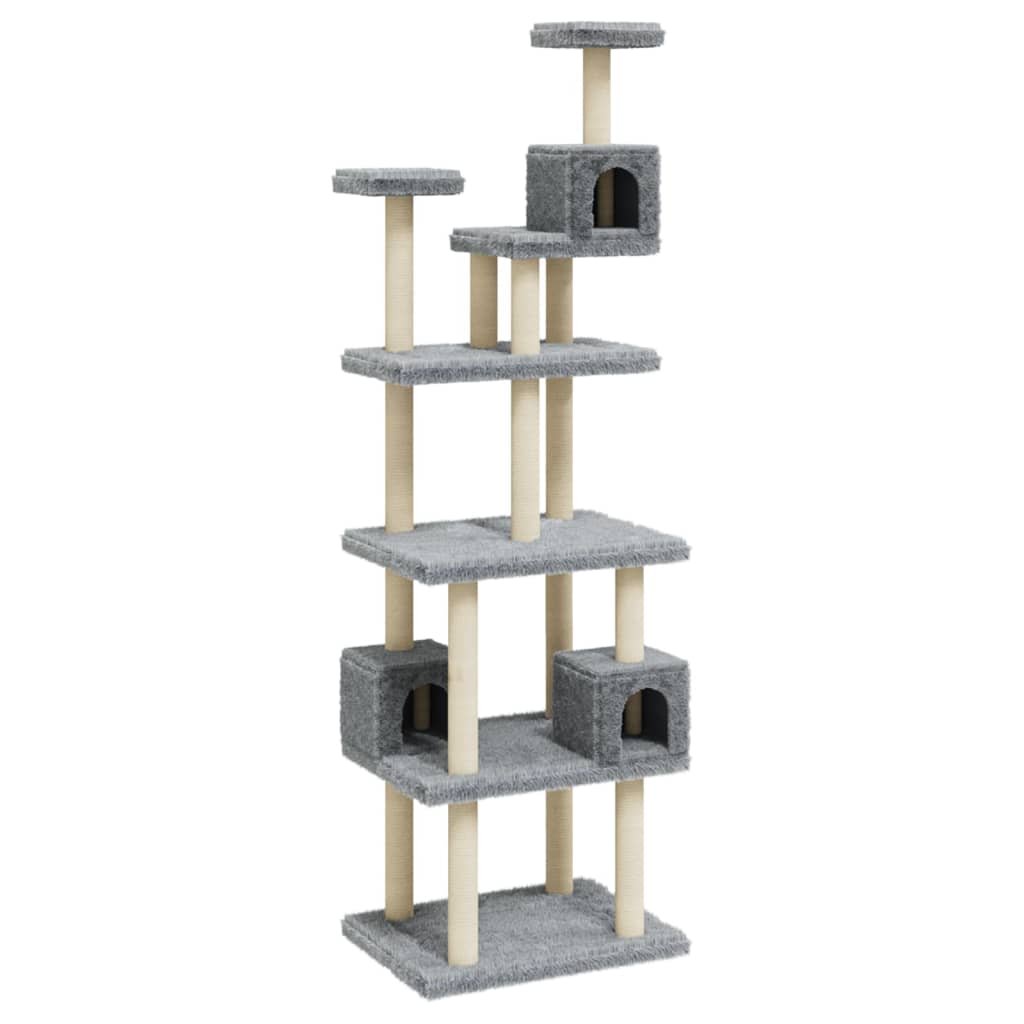 Kattenmeubel met sisal krabpalen 188 cm lichtgrijs is nu te koop bij PeponiXL, paradijselijk wonen!