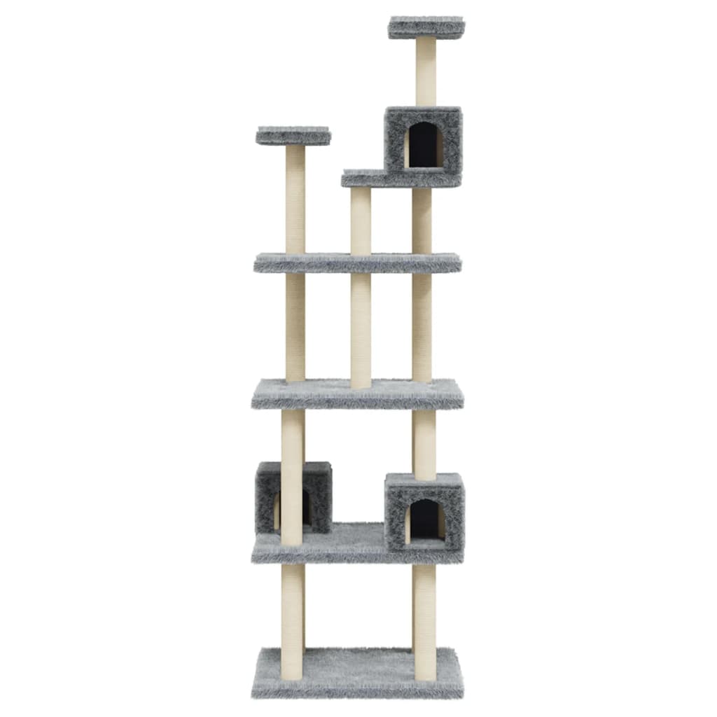 Kattenmeubel met sisal krabpalen 188 cm lichtgrijs is nu te koop bij PeponiXL, paradijselijk wonen!
