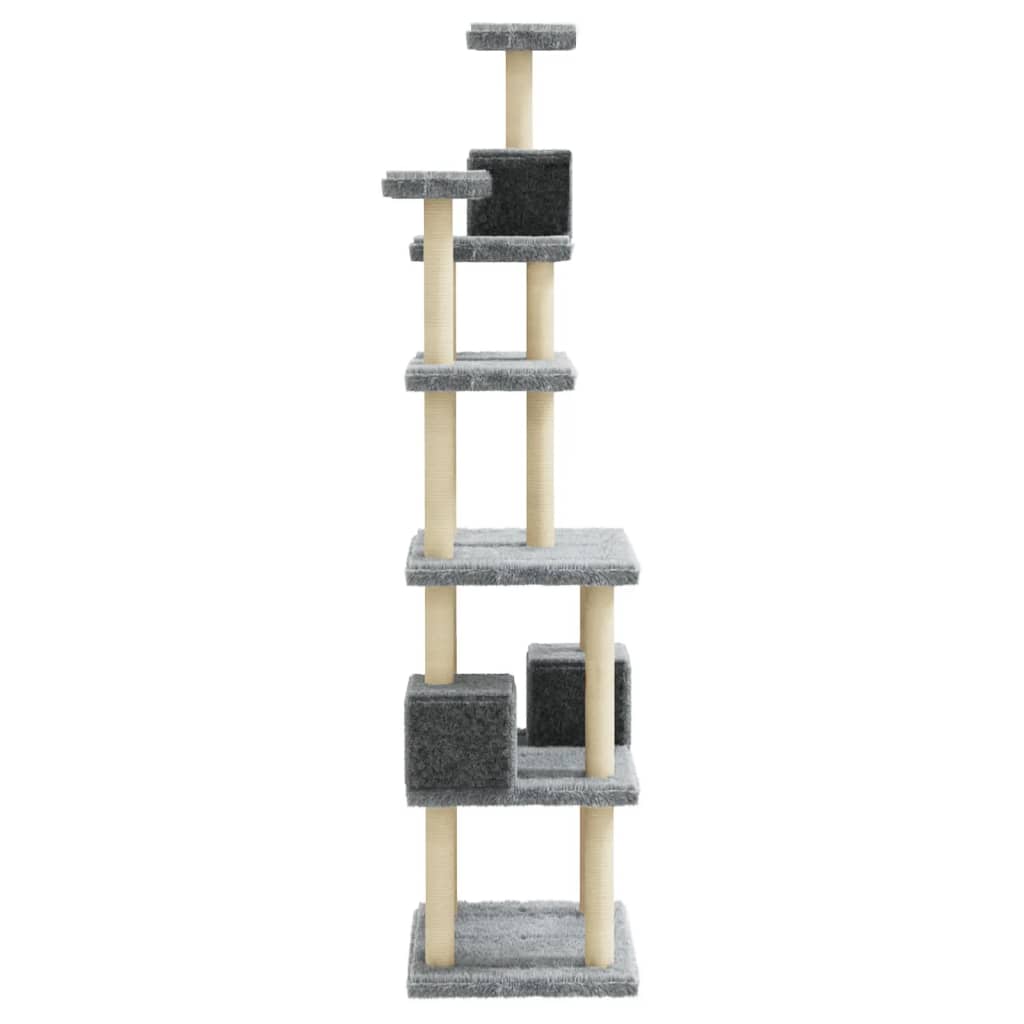 Kattenmeubel met sisal krabpalen 188 cm lichtgrijs is nu te koop bij PeponiXL, paradijselijk wonen!
