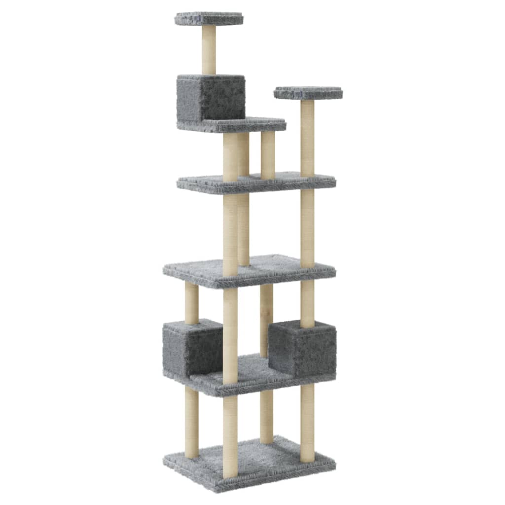 Kattenmeubel met sisal krabpalen 188 cm lichtgrijs is nu te koop bij PeponiXL, paradijselijk wonen!