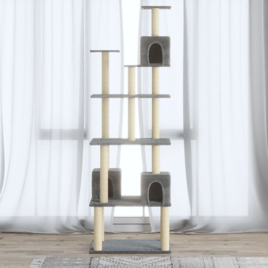 Kattenmeubel met sisal krabpalen 188 cm lichtgrijs is nu te koop bij PeponiXL, paradijselijk wonen!
