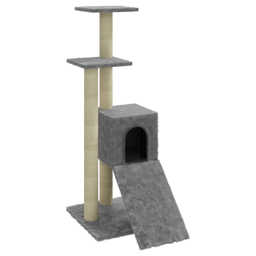 Kattenmeubel met sisal krabpalen 92 cm lichtgrijs is nu te koop bij PeponiXL, paradijselijk wonen!
