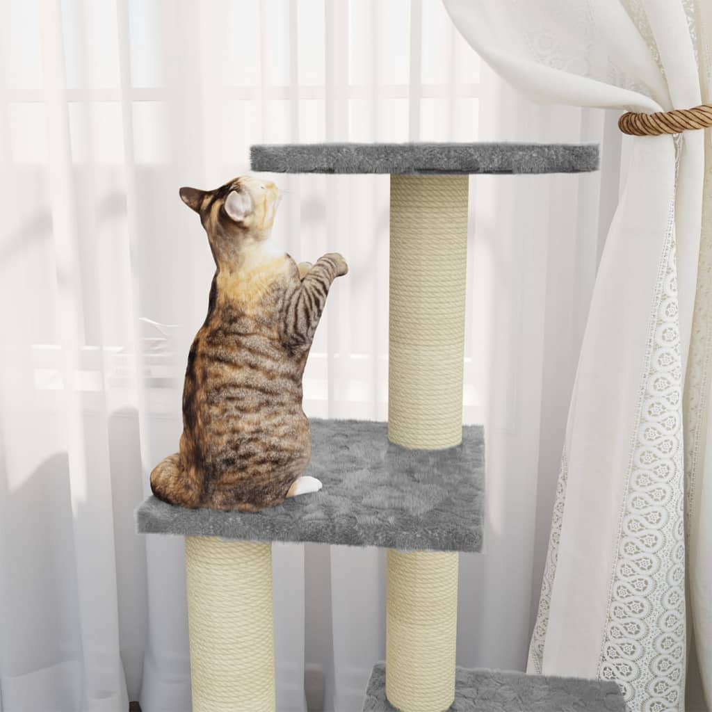 Kattenmeubel met sisal krabpalen 92 cm lichtgrijs is nu te koop bij PeponiXL, paradijselijk wonen!