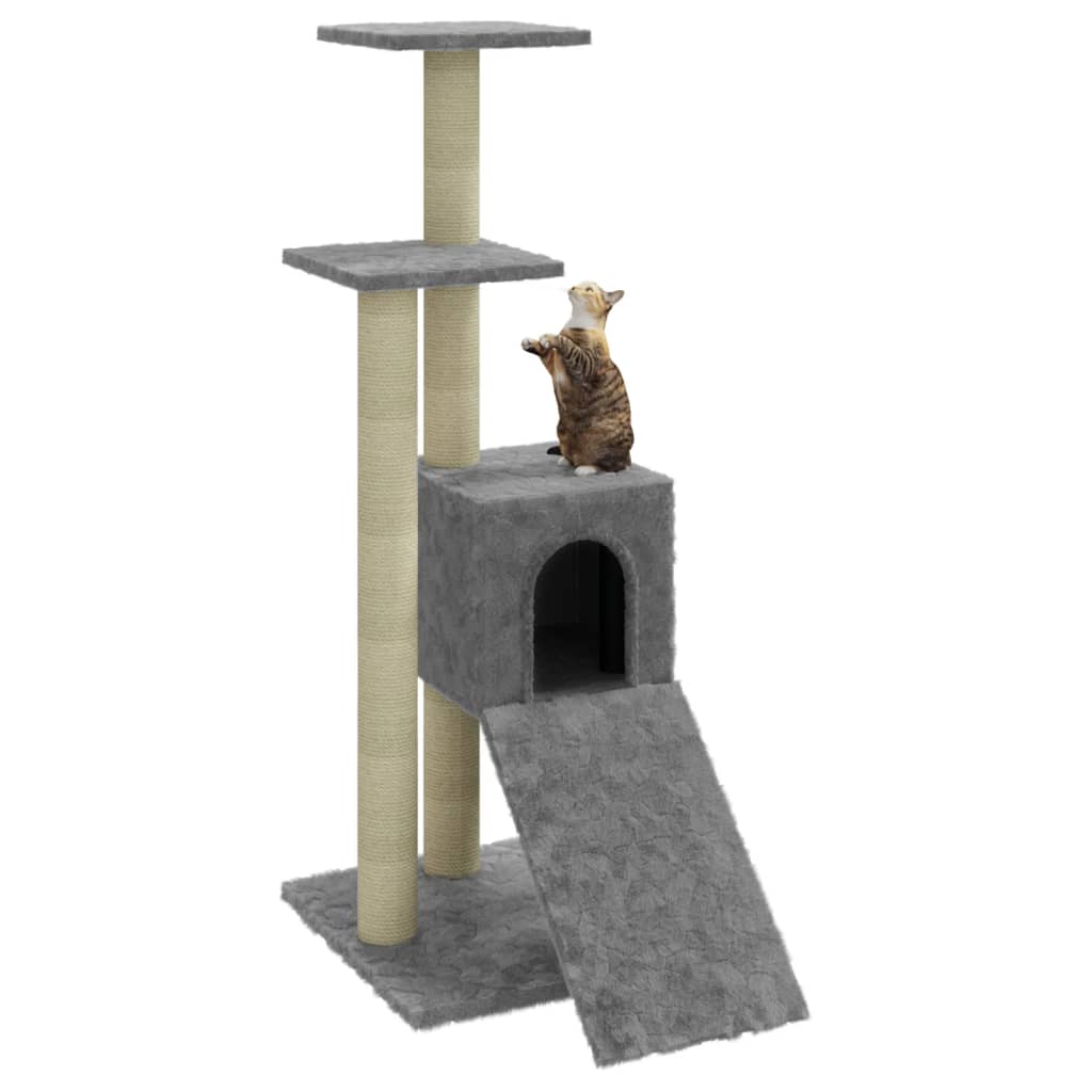 Kattenmeubel met sisal krabpalen 92 cm lichtgrijs is nu te koop bij PeponiXL, paradijselijk wonen!