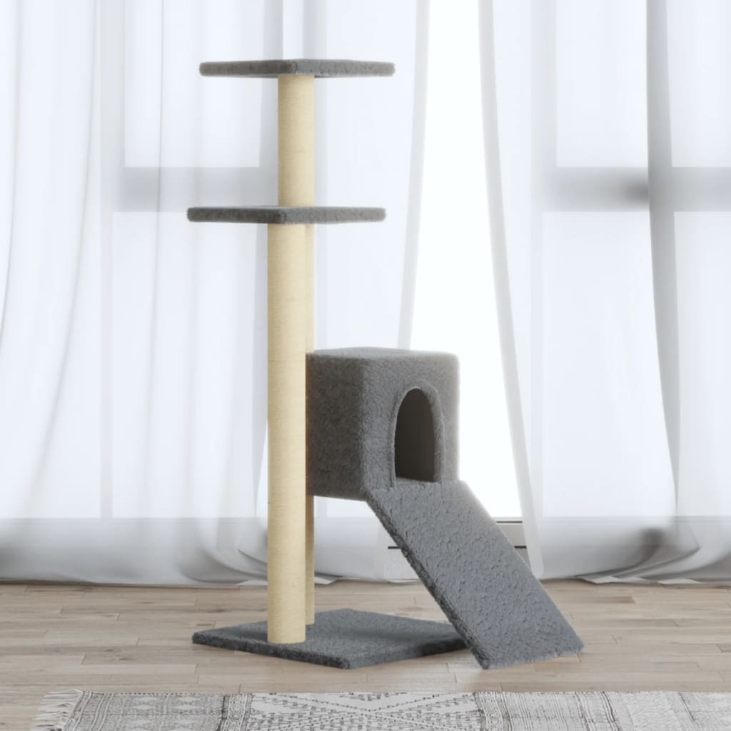 Kattenmeubel met sisal krabpalen 92 cm lichtgrijs is nu te koop bij PeponiXL, paradijselijk wonen!