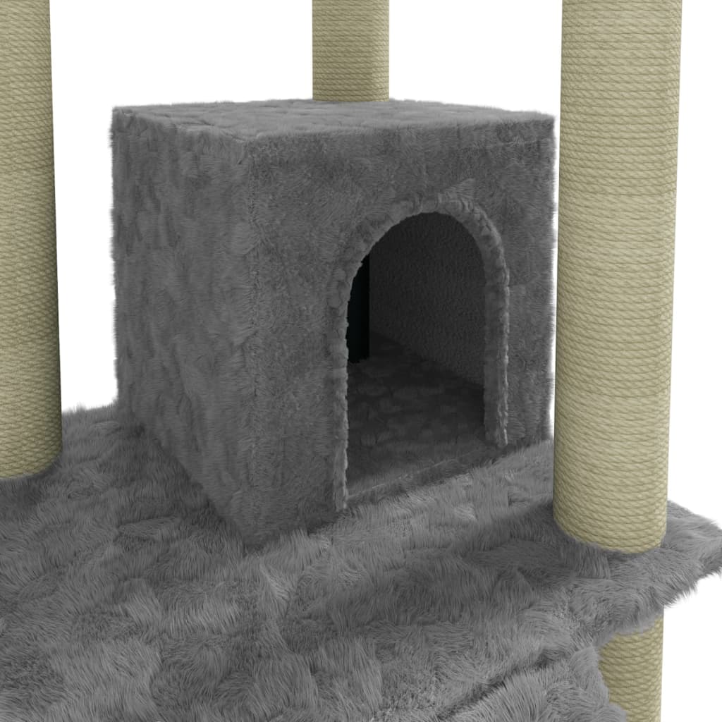 Kattenmeubel met sisal krabpalen 155 cm lichtgrijs is nu te koop bij PeponiXL, paradijselijk wonen!